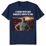 Navy I Stand With Ben Roberts-Smith shirt with bold supporter design