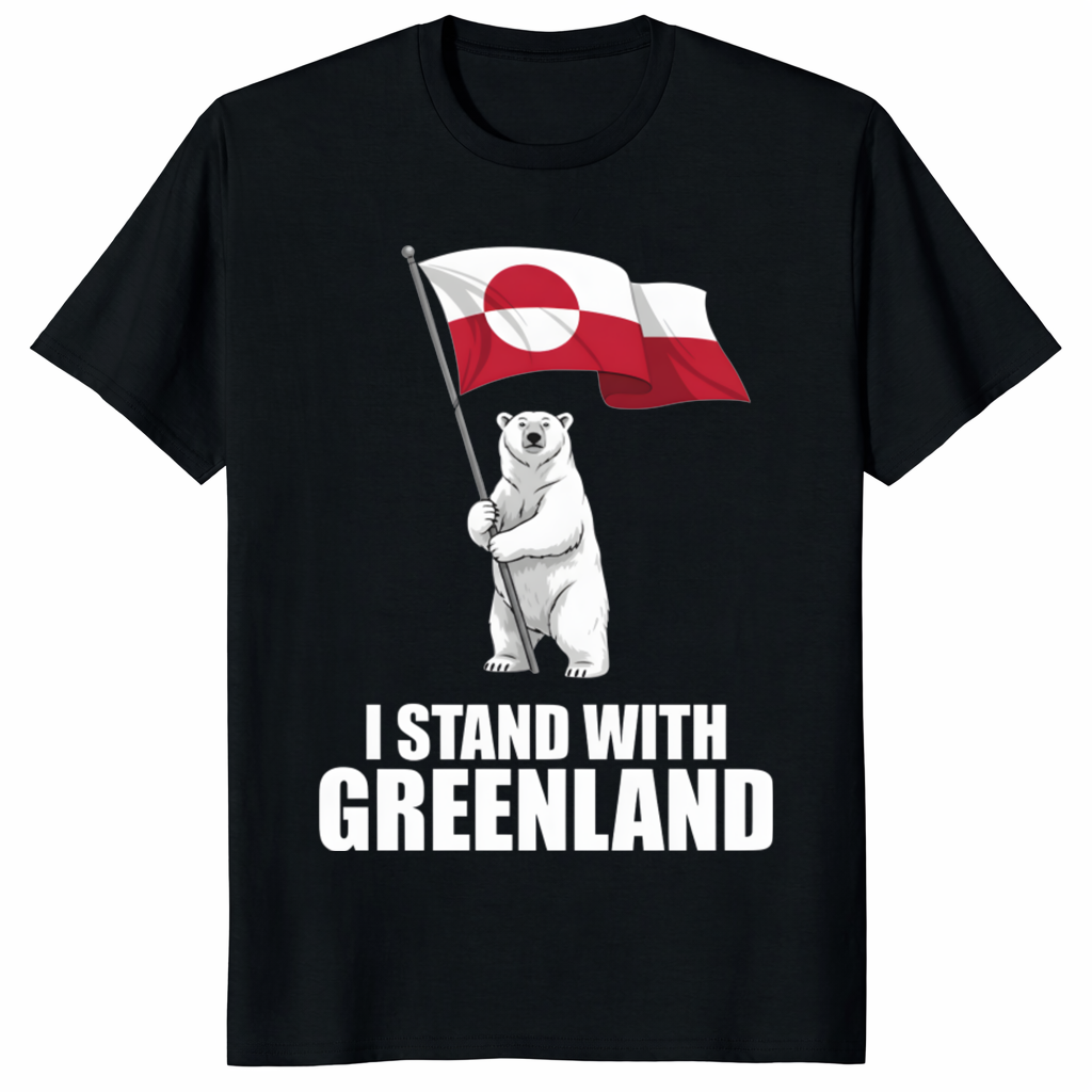 I Stand With Greenland Shirt featuring Greenland Flag Polar Bear design