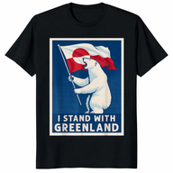 I Stand With Greenland Shirt with Greenland Flag and Polar Bear Graphic