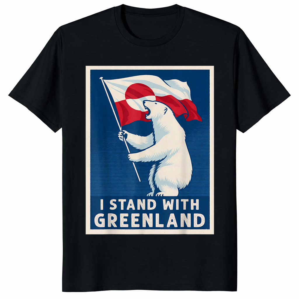 I Stand With Greenland Shirt with Greenland Flag and Polar Bear Graphic