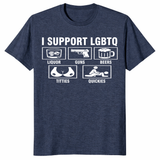 I Support LGBTQ shirt front and back display for edgy slogan tee listing