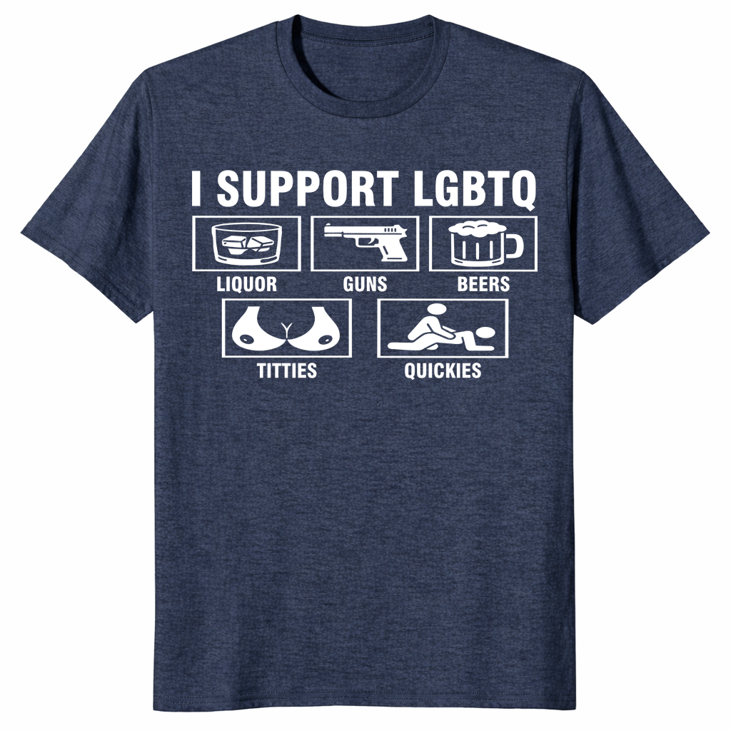 I Support LGBTQ shirt front and back display for edgy slogan tee listing