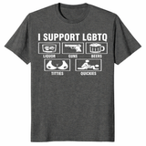 I Support LGBTQ adult humor graphic tee flat lay product image