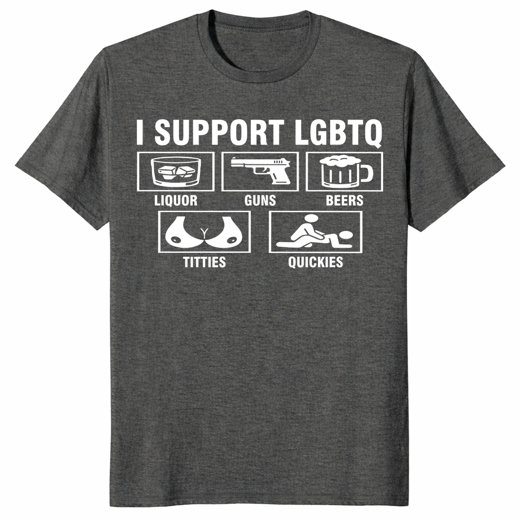 I Support LGBTQ adult humor graphic tee flat lay product image