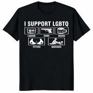 I Support LGBTQ shirt front view black funny adult humor graphic tee