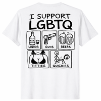 I support liquor guns beers shirt in white