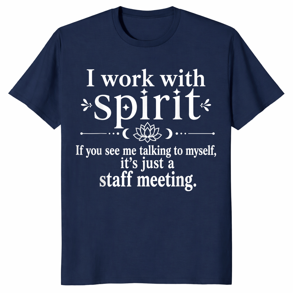 I work with Spirit humor mom shirt navy