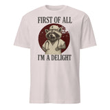 Cuccico First Of All I’m A Delight Raccoon Nurse Tee in Ice Grey