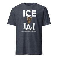 ICE Out of LA Shirt in heather navy showcasing activist graphic by Cuccico