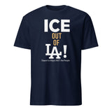 ICE Out of LA Shirt in navy featuring Deport LA Migra activist slogan by Cuccico
