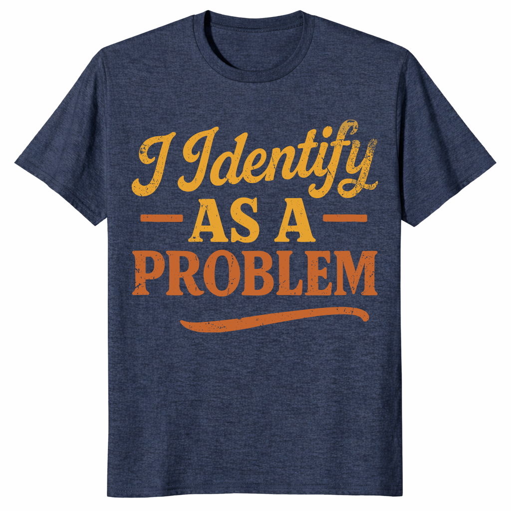 Identify as a problem shirt in heather navy