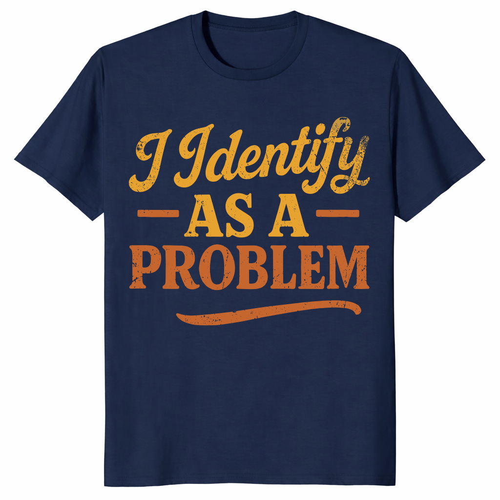 Identify as a problem shirt in navy