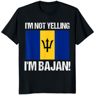 I’m Not Yelling I’m Bajan shirt by Cuccico – funny Barbados flag graphic tee for Bajan pride and Caribbean heritage