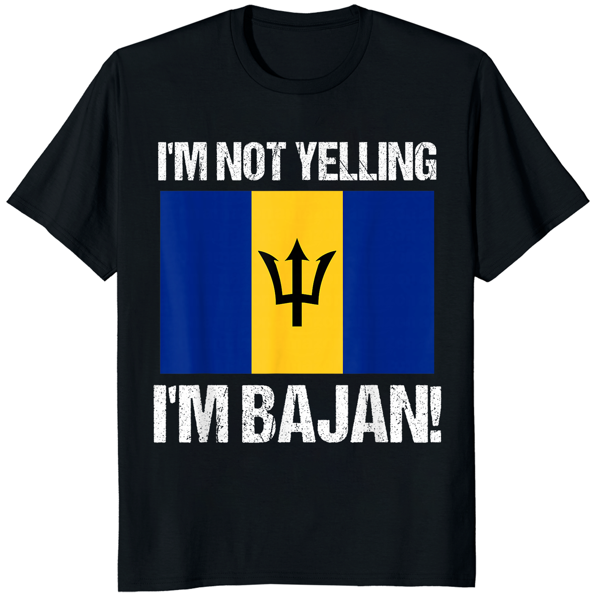 I’m Not Yelling I’m Bajan shirt by Cuccico – funny Barbados flag graphic tee for Bajan pride and Caribbean heritage