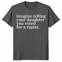 Dark heather minimalist slogan tee with white lowercase text