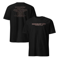 Immigrant City Football Club shirt in black with Los Angeles is for Everyone back print