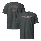 Dark Heather Immigrant City Football Club tee for soccer fans and Los Angeles supporters