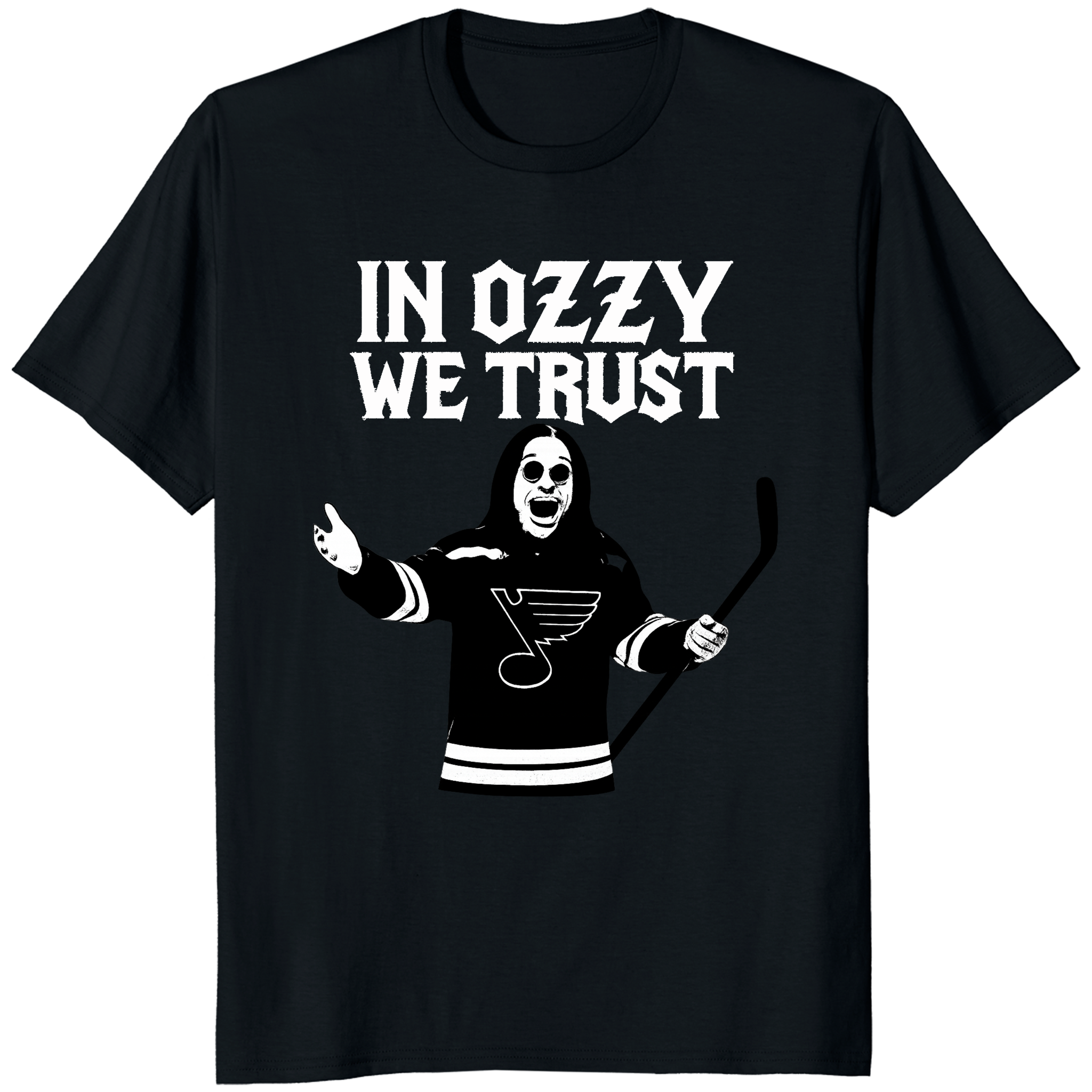 In Ozzy We Trust T-shirt in black featuring St. Louis Blues x Ozzy Osbourne by Cuccico