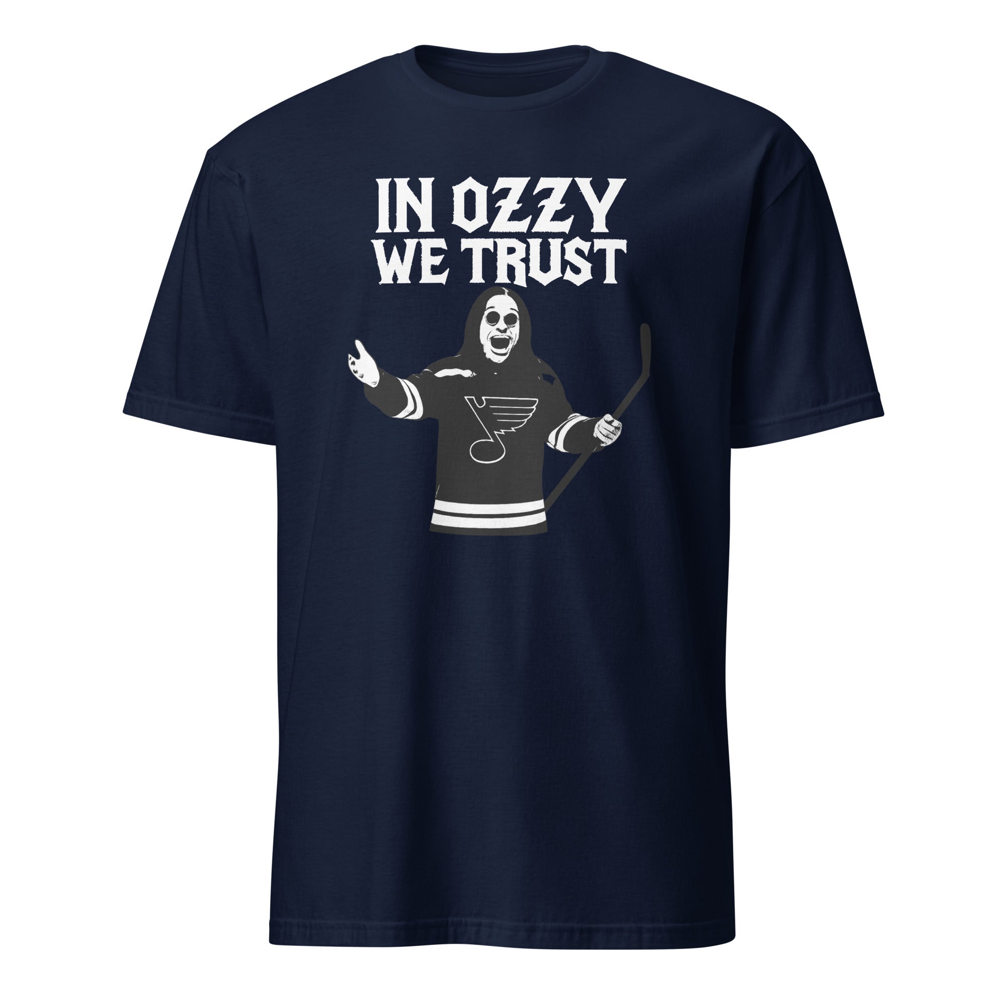 In Ozzy We Trust Shirt in navy featuring St. Louis Blues x Ozzy Osbourne by Cuccico
