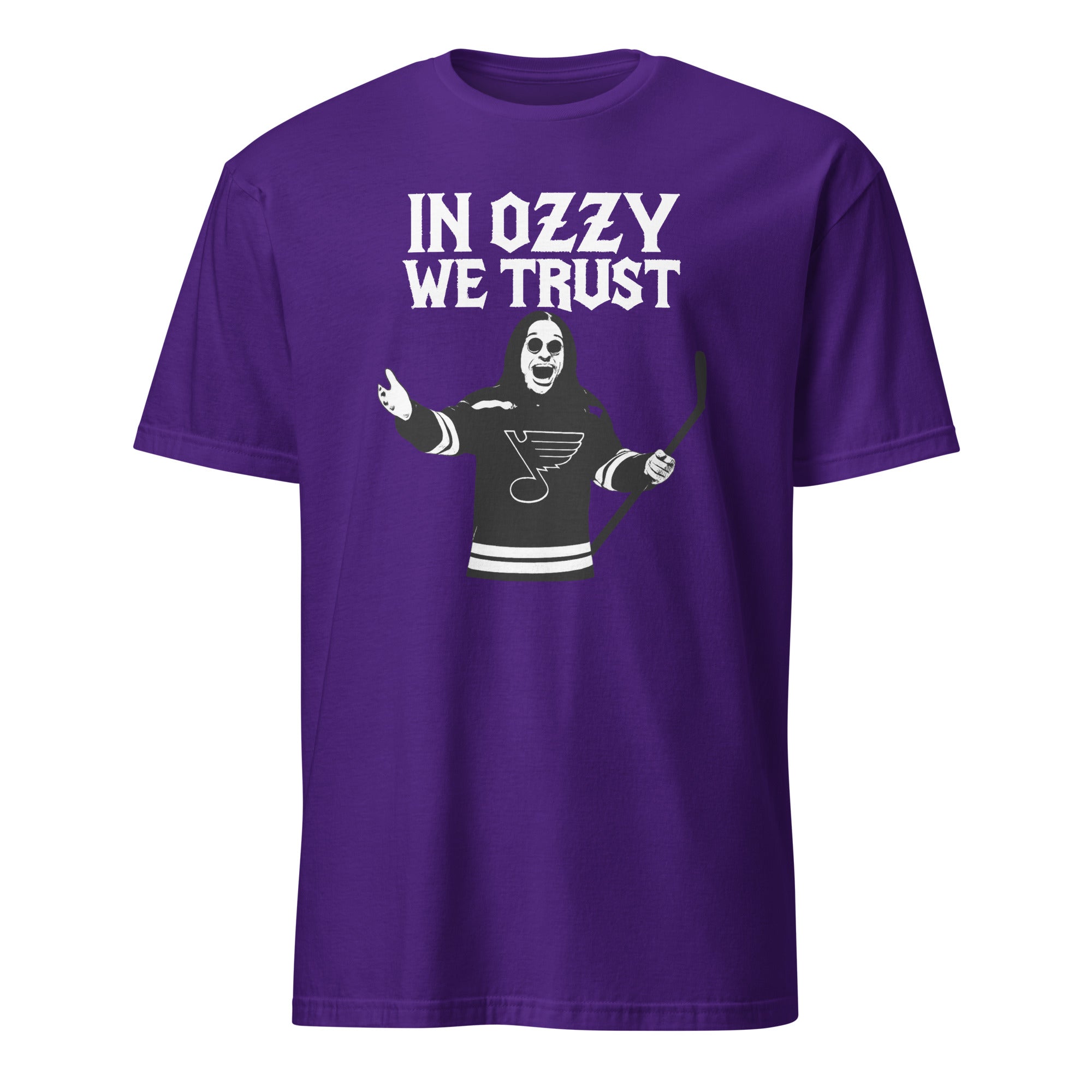 In Ozzy We Trust Shirt in purple featuring St. Louis Blues x Ozzy Osbourne by Cuccico