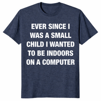 Indoors and on a computer shirt in heather navy