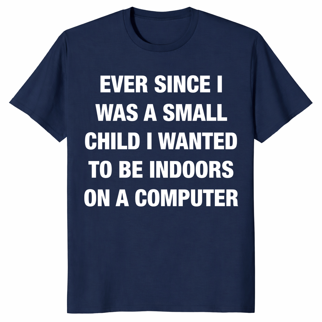 Indoors and on a computer shirt in navy