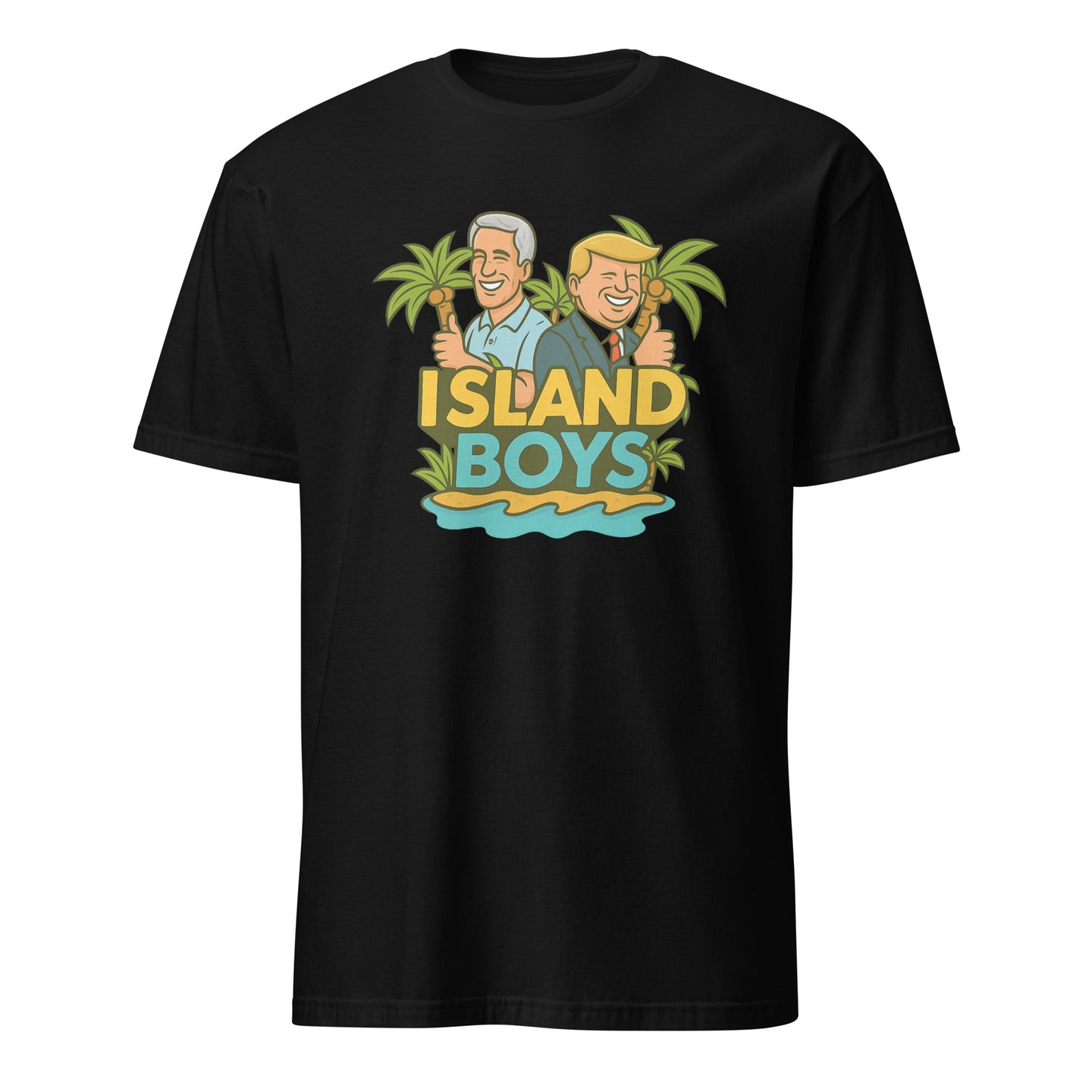 Island Boys Trump Epstein Shirt in black by Cuccico — satirical Epstein Files design