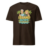 Island Boys Trump Epstein Shirt in dark chocolate by Cuccico — striking Epstein Files statement tee