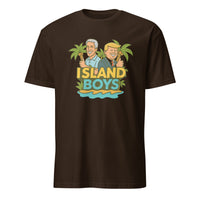 Island Boys Trump Epstein Shirt in dark chocolate by Cuccico — striking Epstein Files statement tee