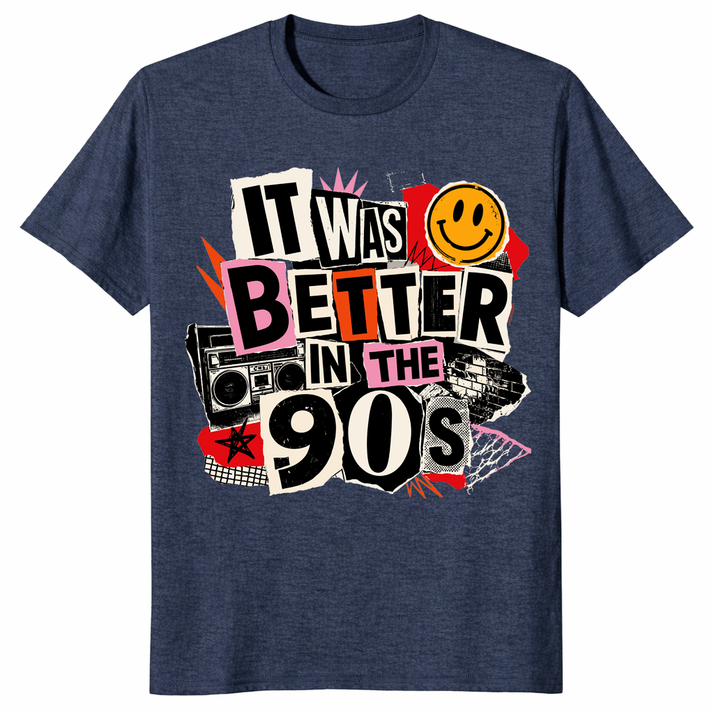 It Was Better In The 90s shirt in heather navy