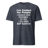 Heather Navy Cuccico sarcastic t-shirt with bold cooking humor quote