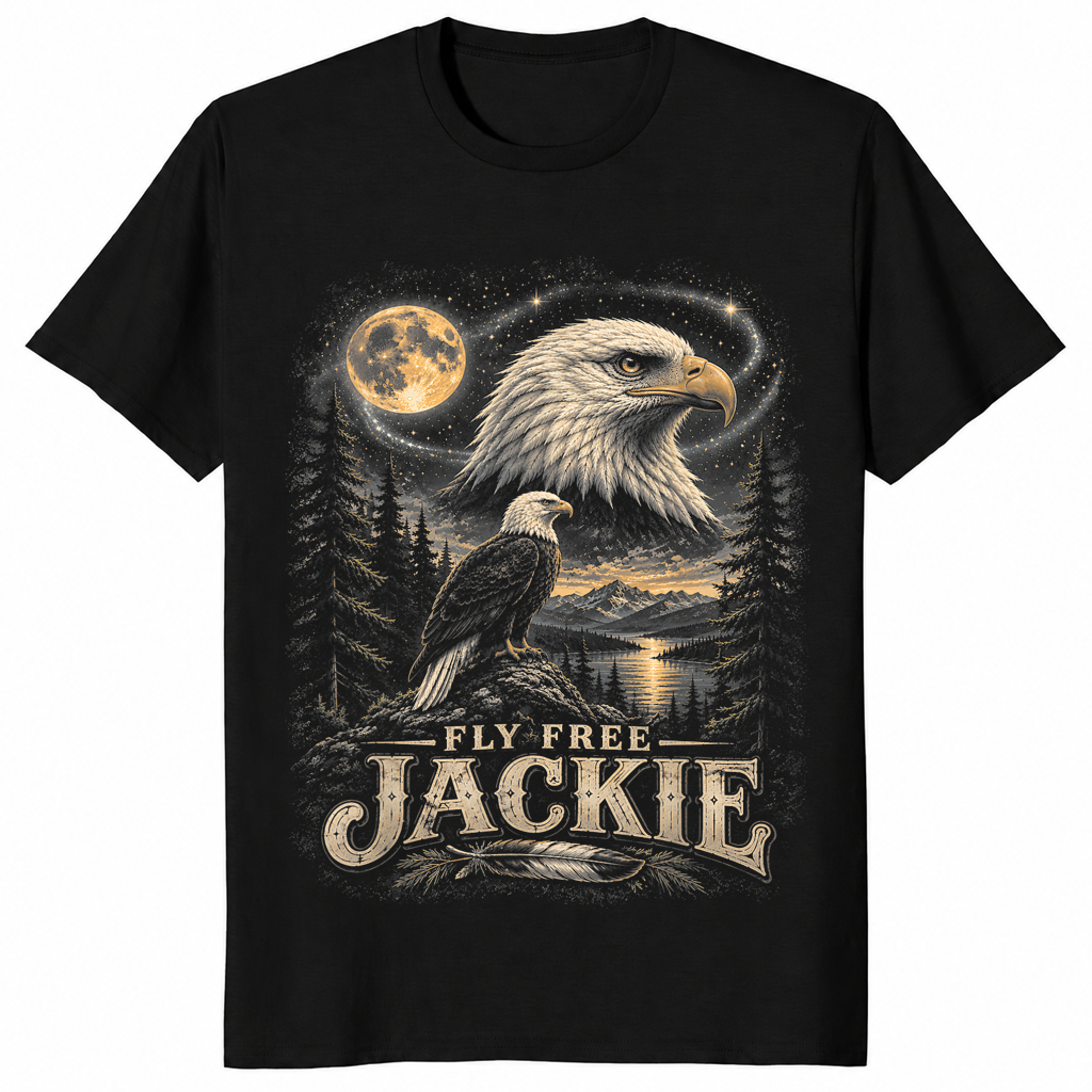 Jackie the bald eagle memorial shirt black