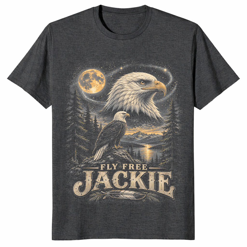Jackie the bald eagle memorial shirt dark heather grey