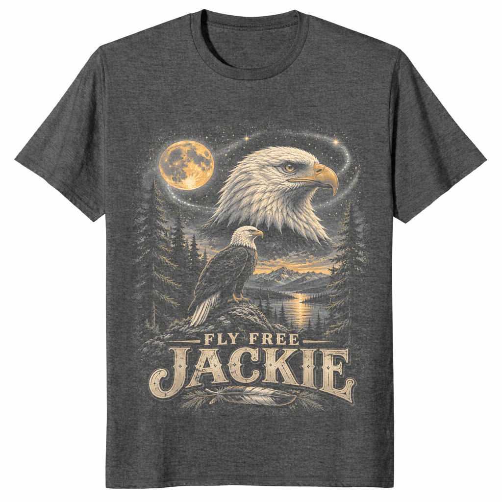 Jackie the bald eagle memorial shirt dark heather