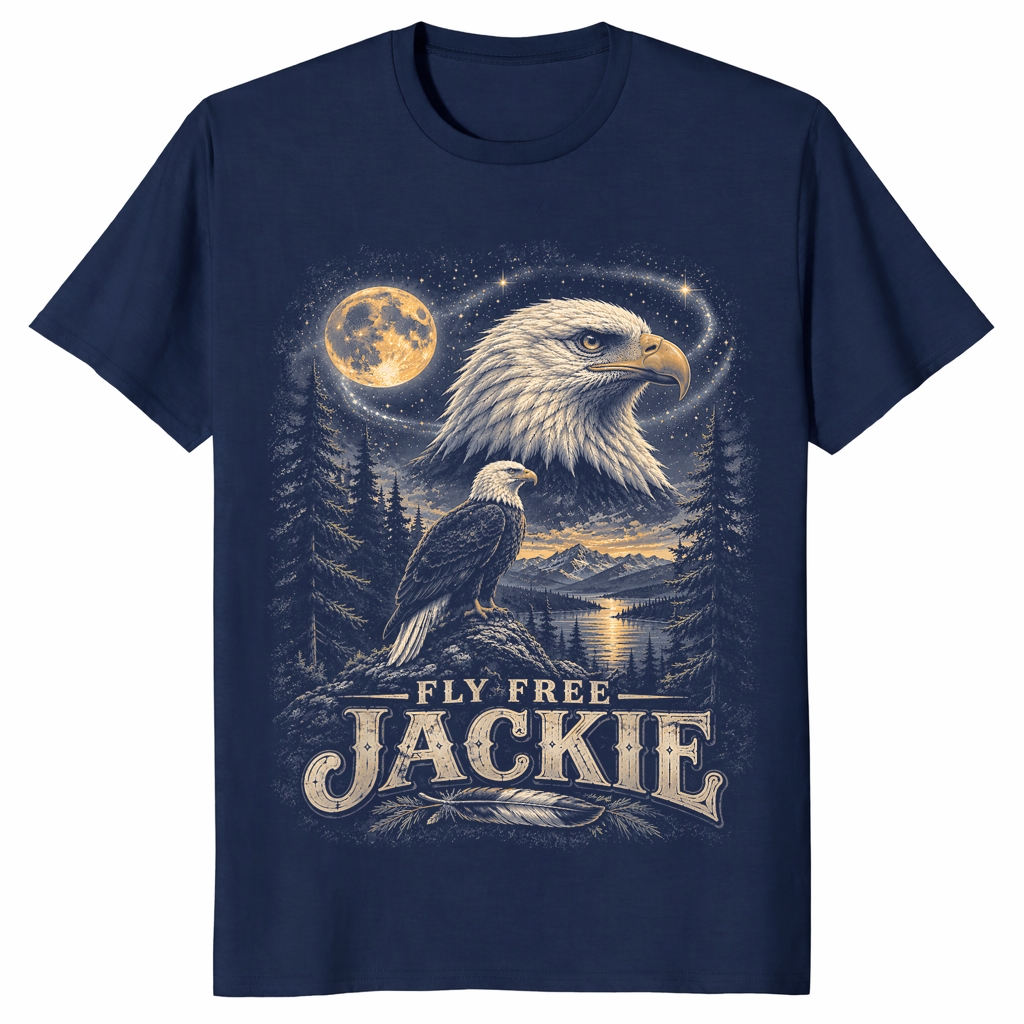 Jackie the bald eagle memorial shirt navy