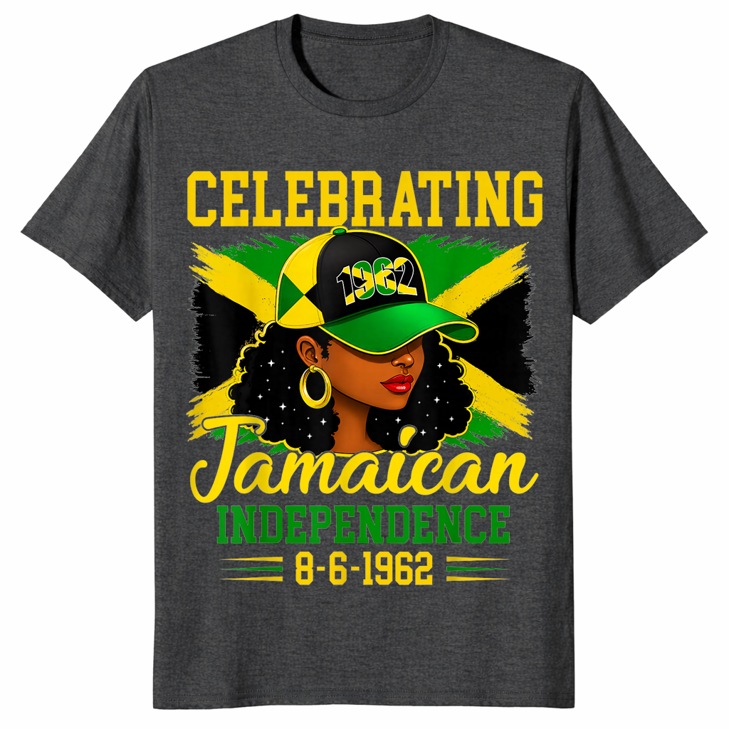 Jamaica independence day shirt in dark heather grey