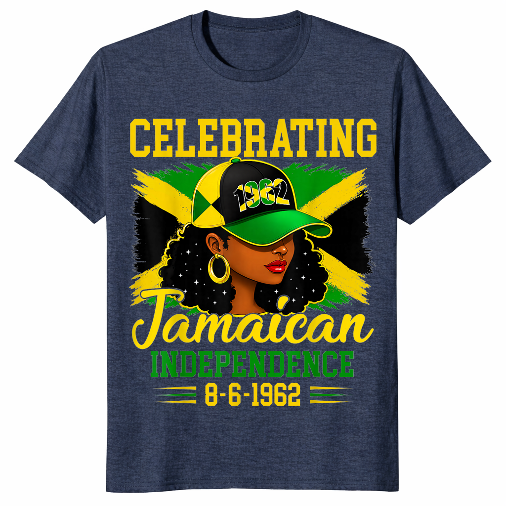 Jamaica independence day shirt in heather navy