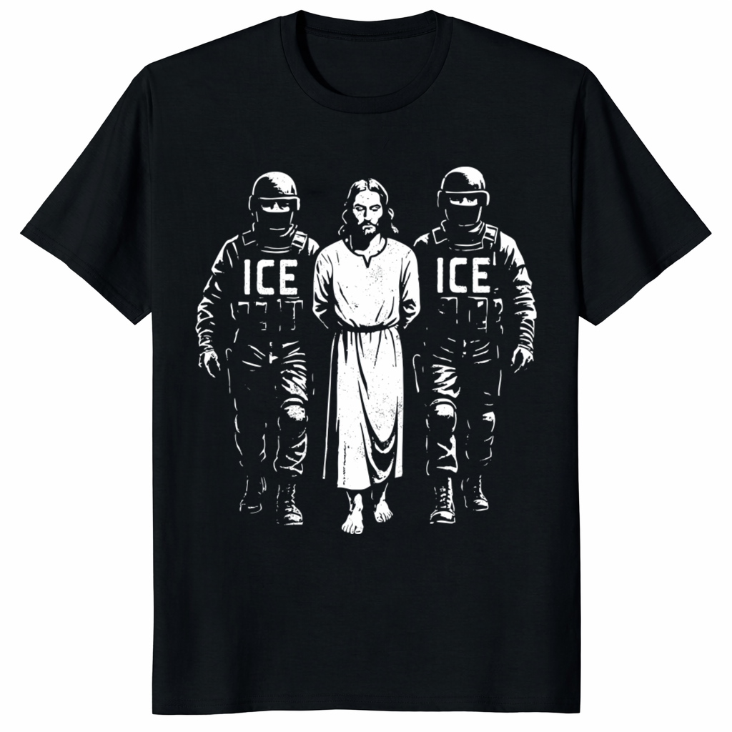 Jesus Arrested by ICE Shirt – Political Protest Graphic Tee | Social Justice Christian T-Shirt | Cuccico