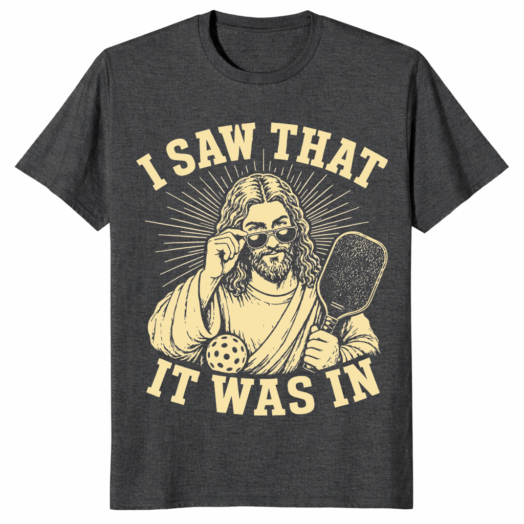 Jesus pickleball shirt dark heather grey