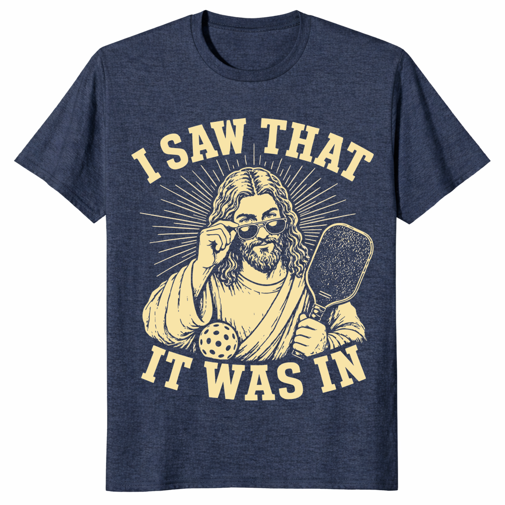 Jesus pickleball shirt heather navy