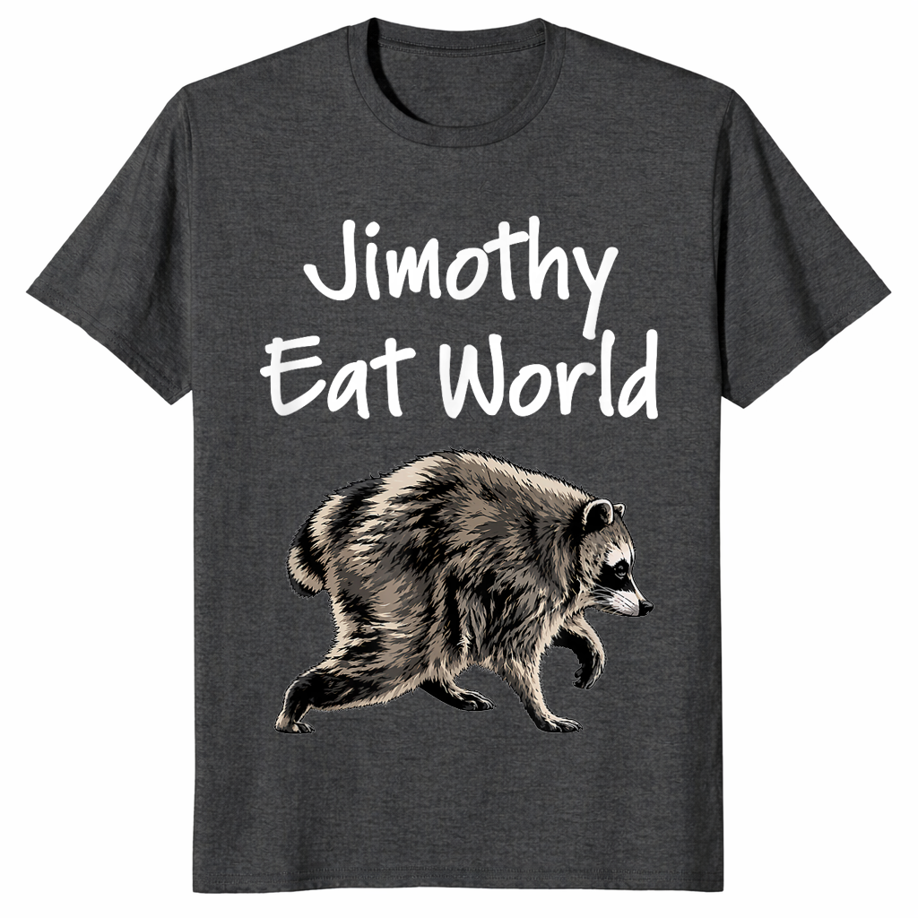 Jimothy Eat World funny raccoon shirt in dark heather grey