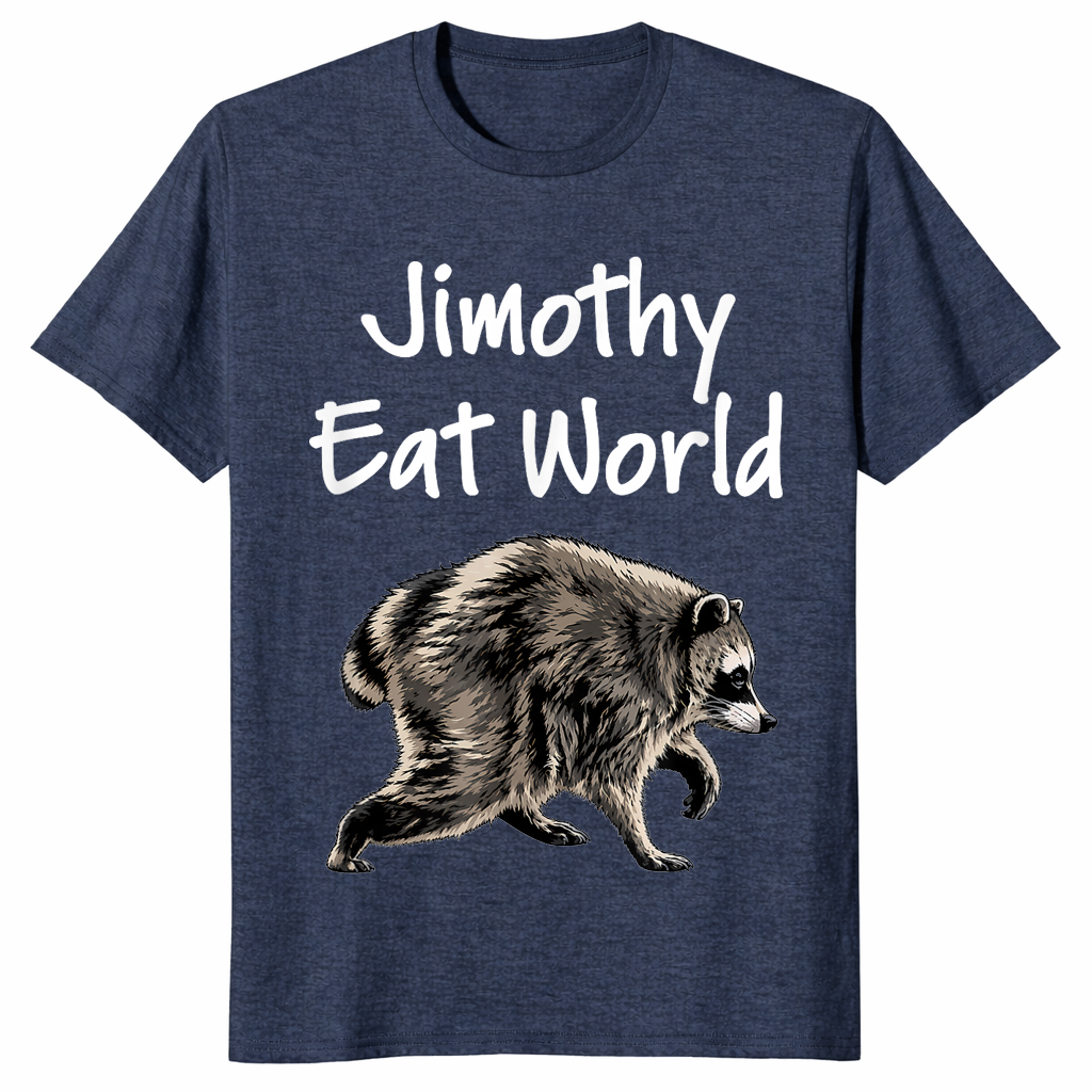 Jimothy Eat World funny raccoon shirt in heather navy