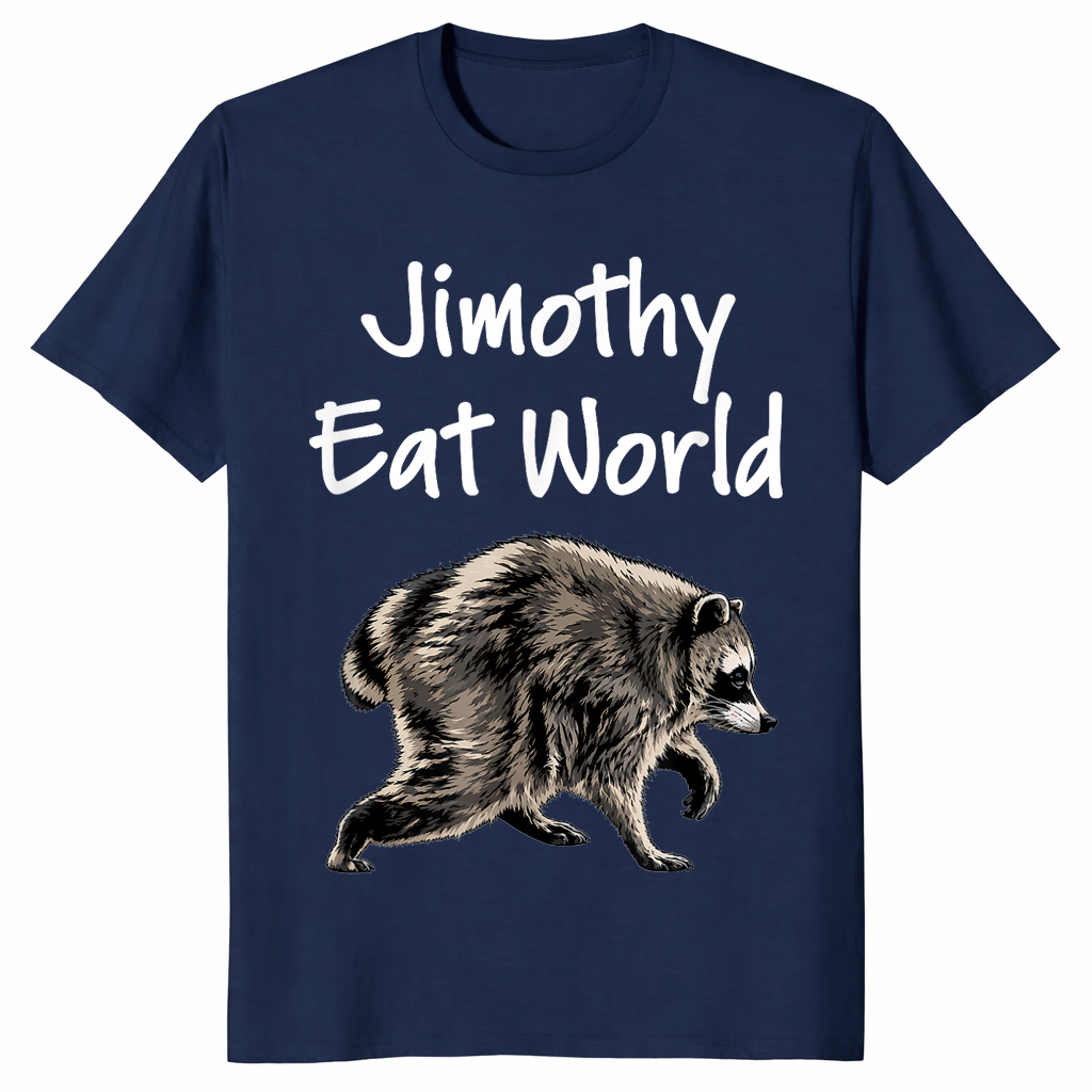Jimothy Eat World funny raccoon shirt in navy