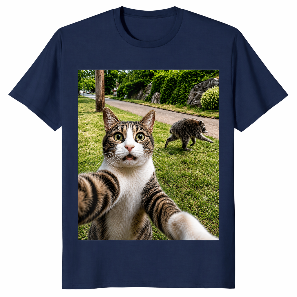 Jimothy raccoon selfie shirt in navy