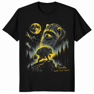 Jimothy raccoon shirt in black unisex cotton tee