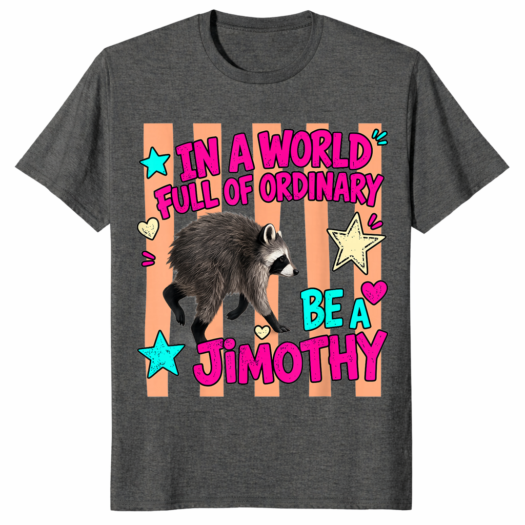 Jimothy viral raccoon shirt dark heather