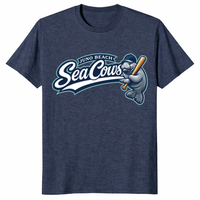 Juno Beach Sea Cows manatee baseball tee in heather navy coastal style