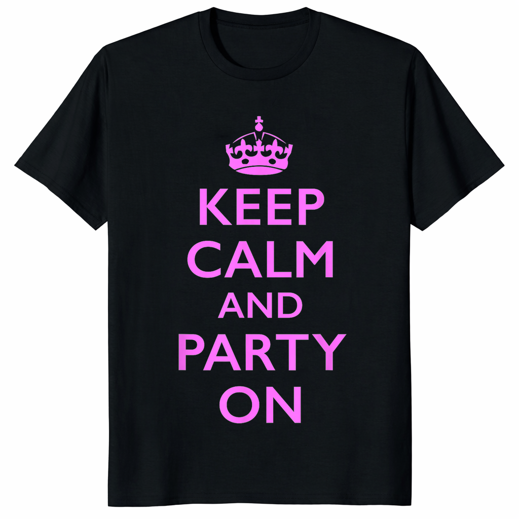 Keep Calm and Party On Pink T-Shirt – Neon Minimal | Quote Design | Cuccico