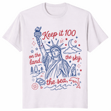 Keep It 100 Patriotic Shirt | Land Sky Sea 4th July Independence Tee | Cuccico