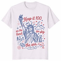 Keep It 100 Patriotic Shirt | Land Sky Sea 4th July Independence Tee | Cuccico